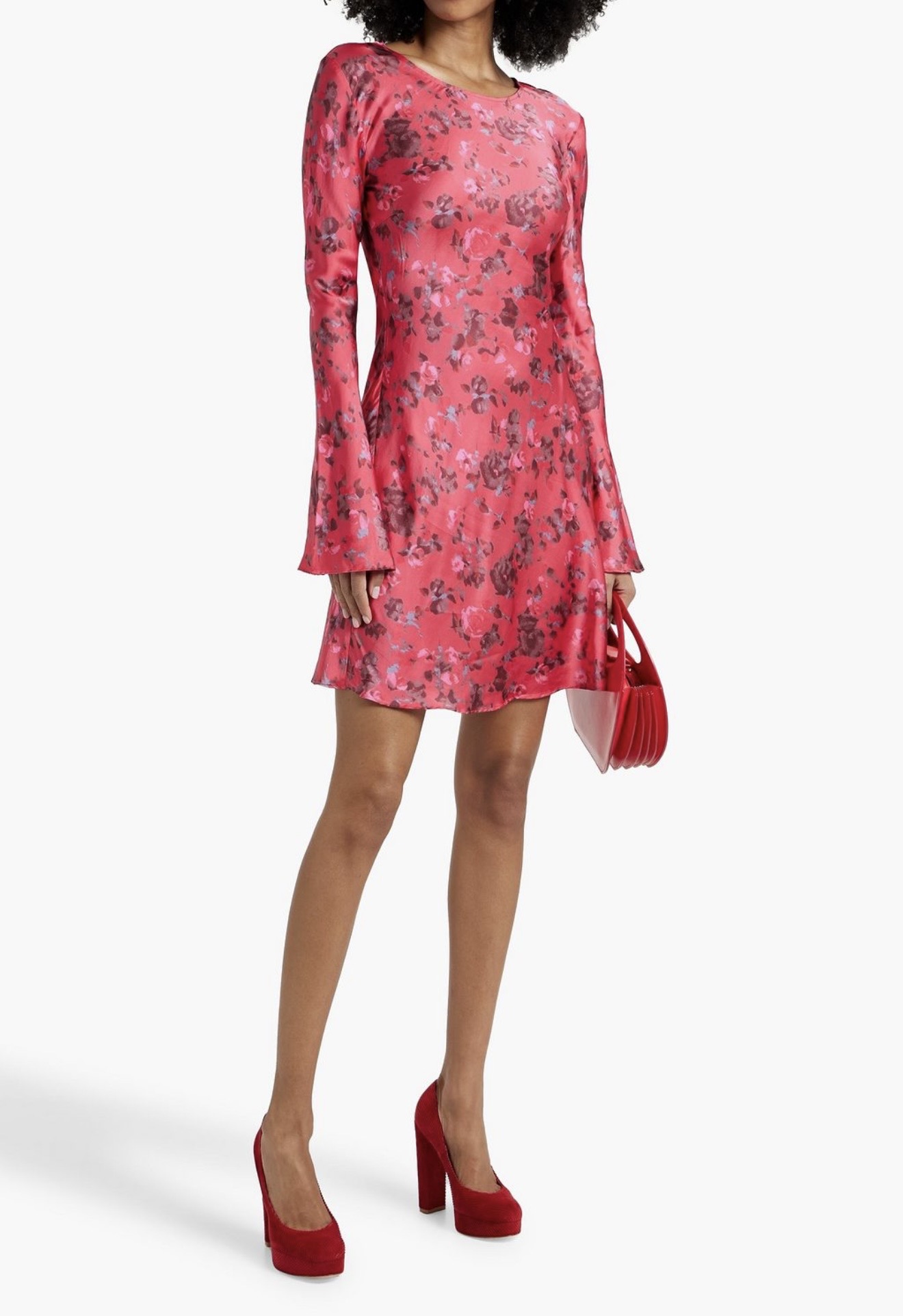 Ganni punainen kukkamekko 44