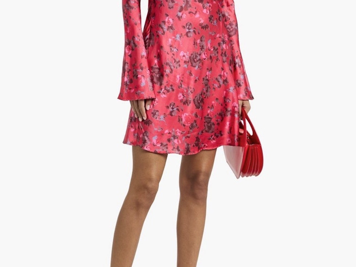 Ganni punainen kukkamekko 44