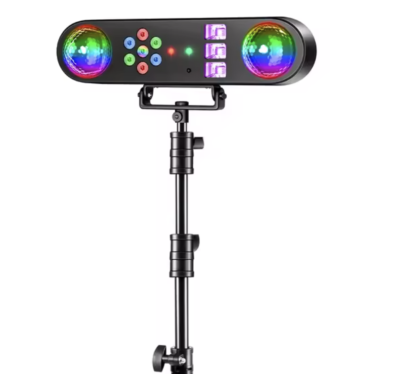 2 stk 5-i-1 dj effektlys på stativ – festlys med laser, strobe og led til arrangement