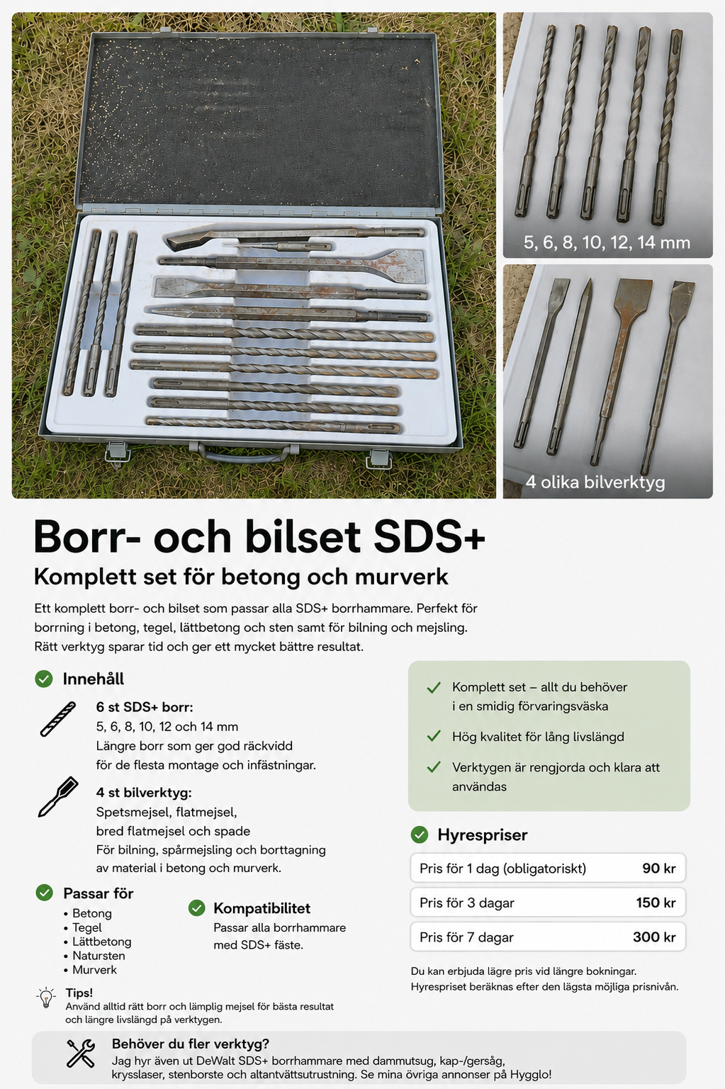 Borr- & mejselsats sds+