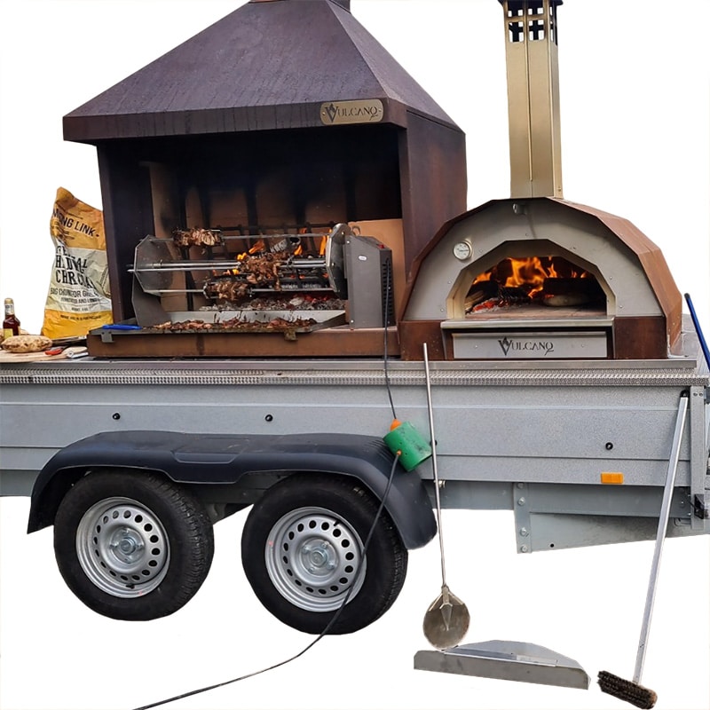 Mobil grillrigg med pizzaovn og vedgrill 