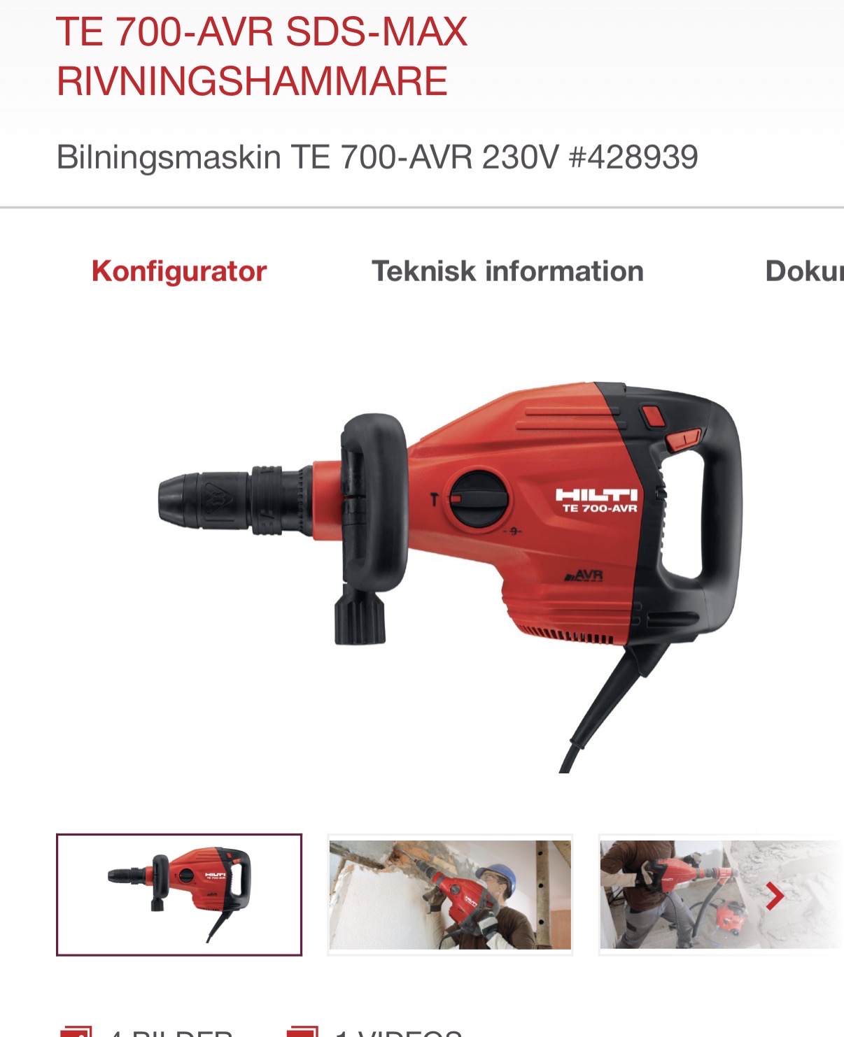 Kraftig mejselhammare med mejsel