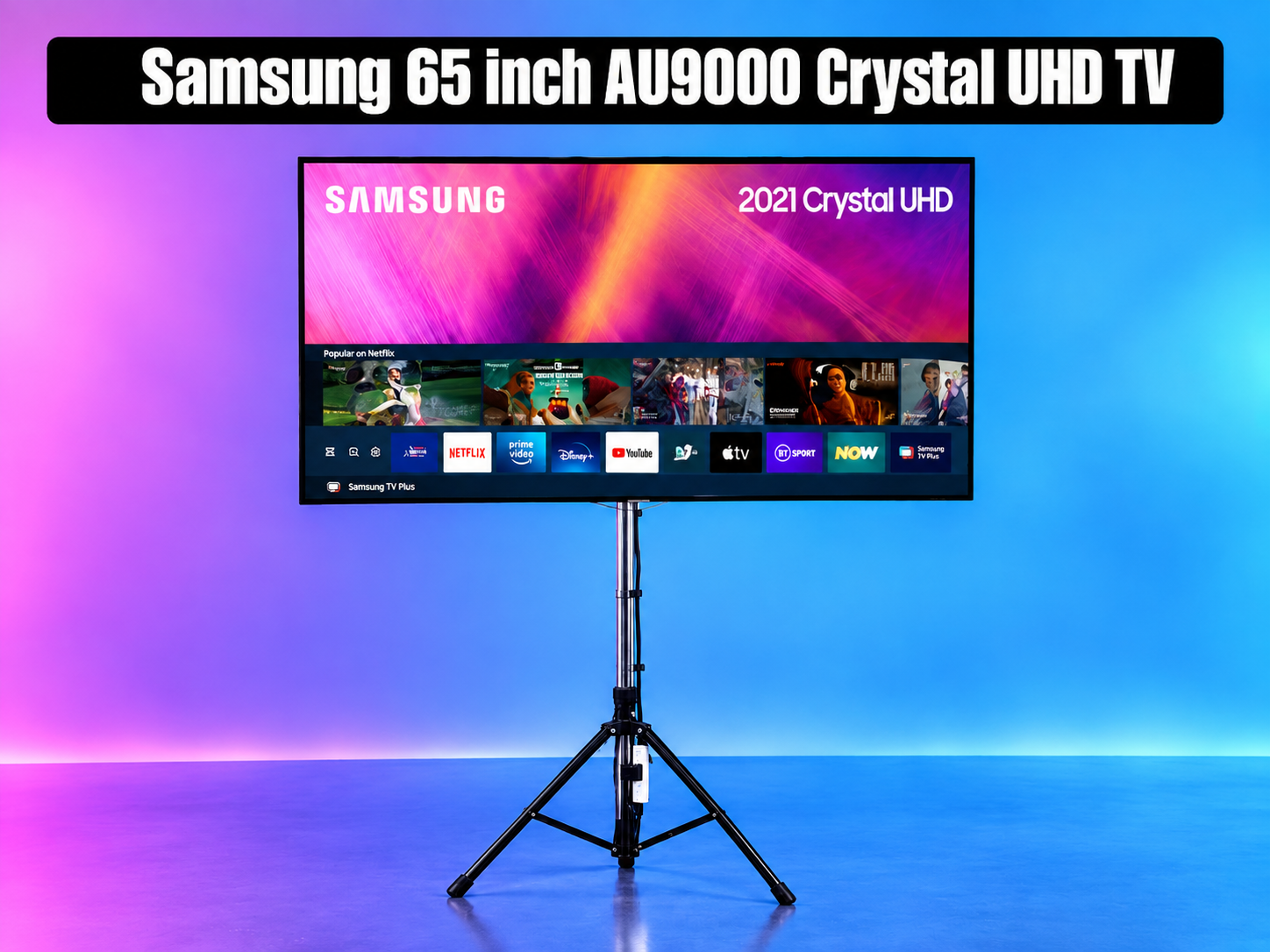 Samsung 65 inch au9000 crystal uhd tv (2021) | 4k smart tv rental