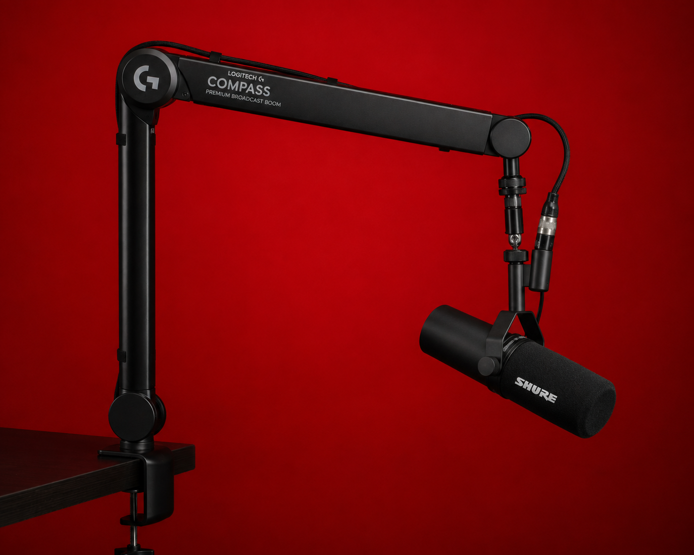 Shure sm7b cardioid dynamic microphone - logitech g compass  premium broadcast boom