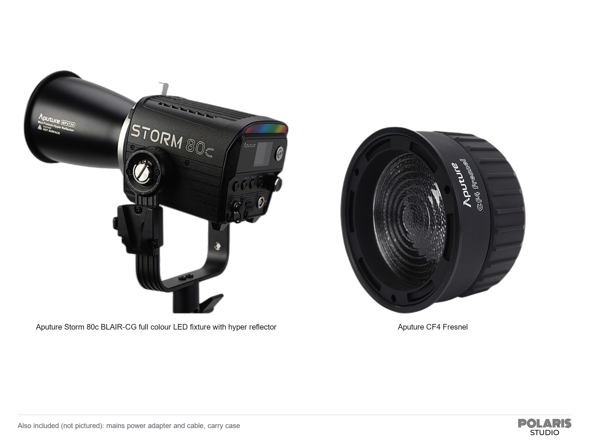 Aputure storm 80c 80w full colour led with cf4 fresnel, bare fixture