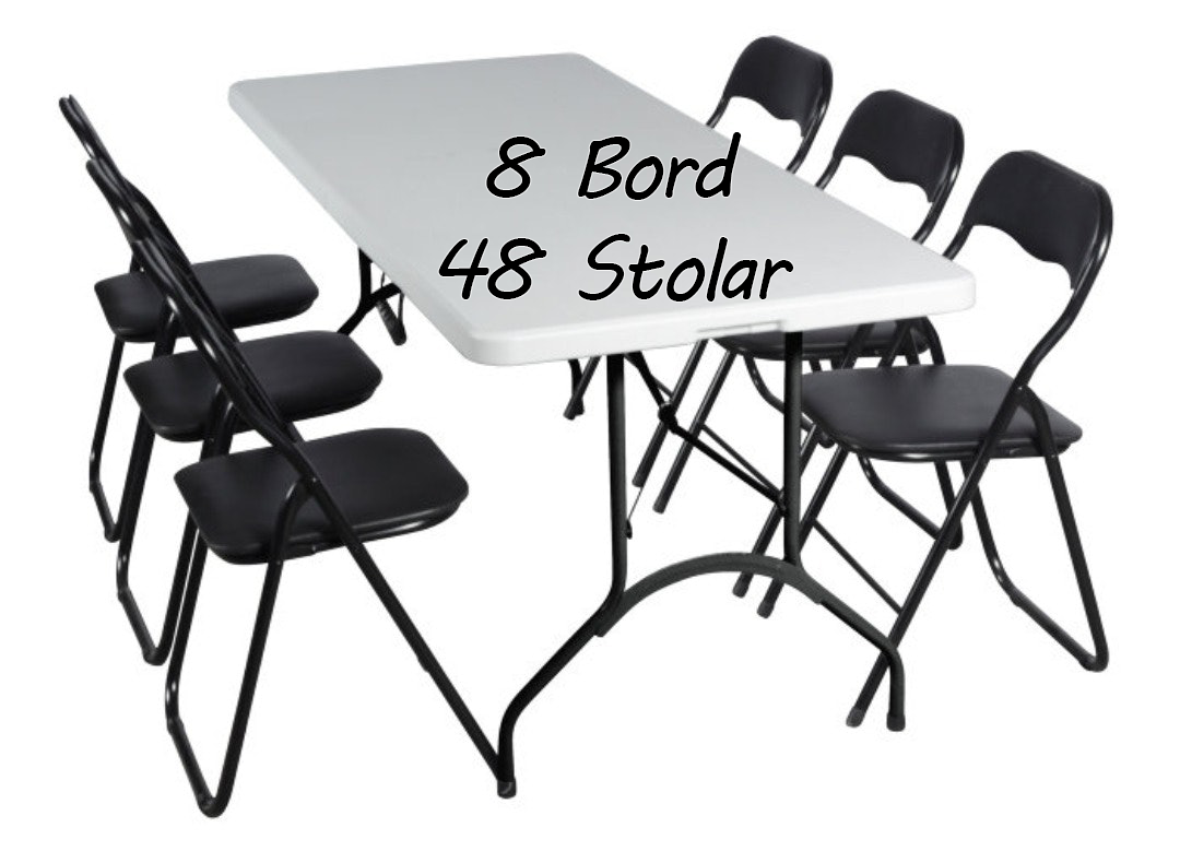 8 bord och 48 stolar