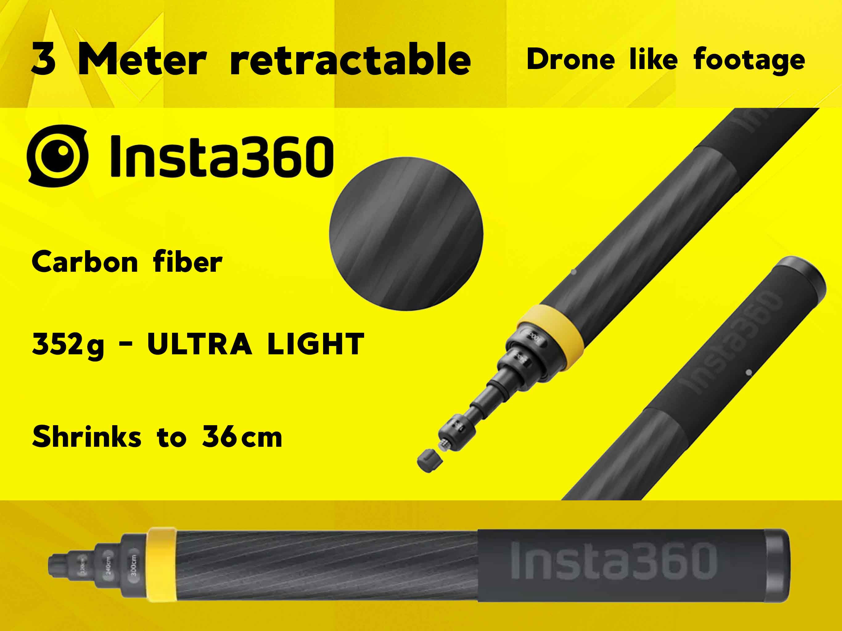 3 meter retractable carbon fiber pole