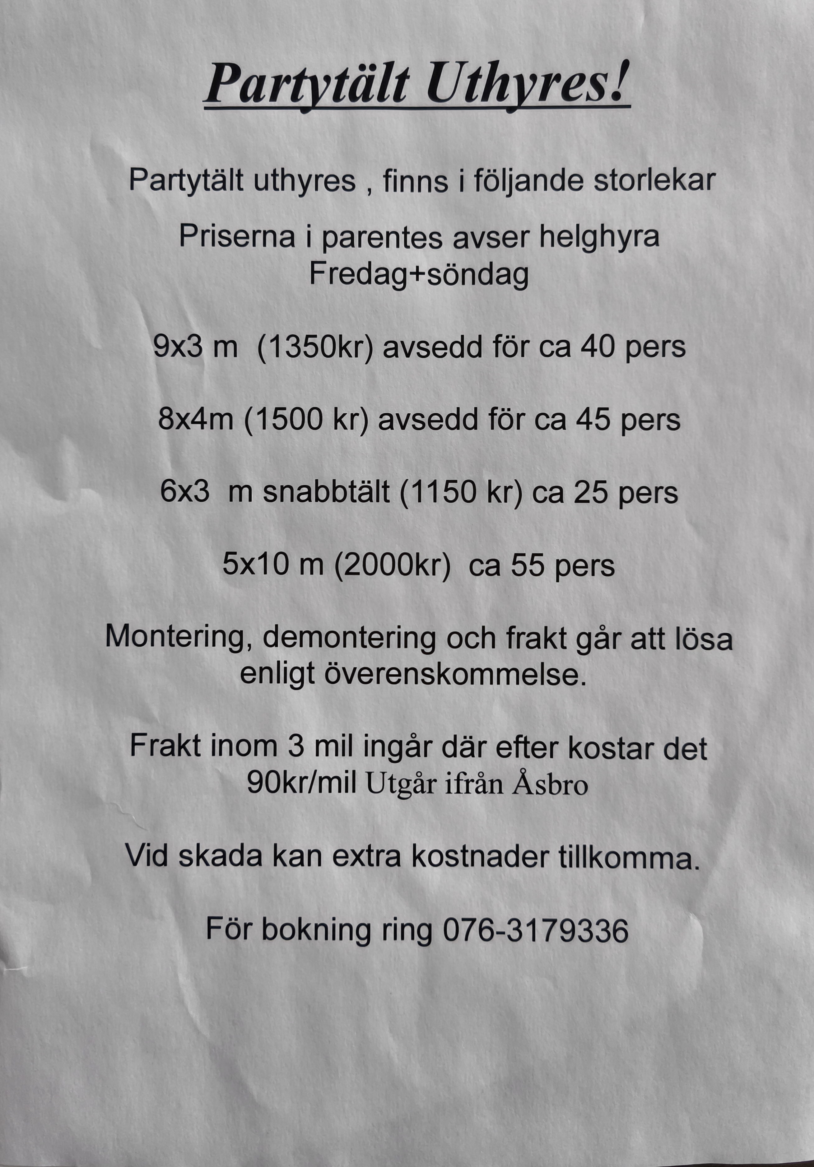 Partytält uthyres/säljes 