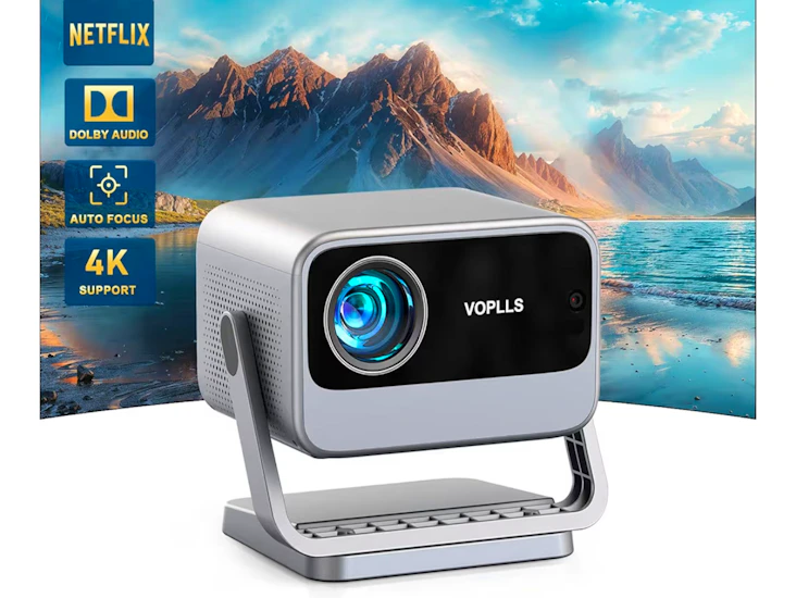 Netflix officially & dolby audio】smart 4k projector, auto focus & keystone, voplls 700 ansi full hd 1080p wifi 6 bluetooth portable projector, 60hz home cinema projectors for ios/android/outdoor