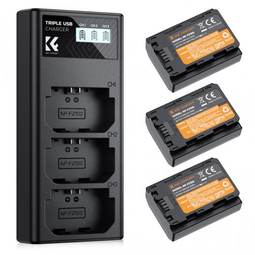 Np-fz100 batteries x3 - with 3 slot charger