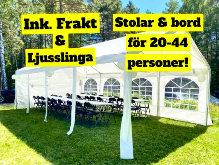 Partytält🎪ink.bord/stolar 48 pers🎉