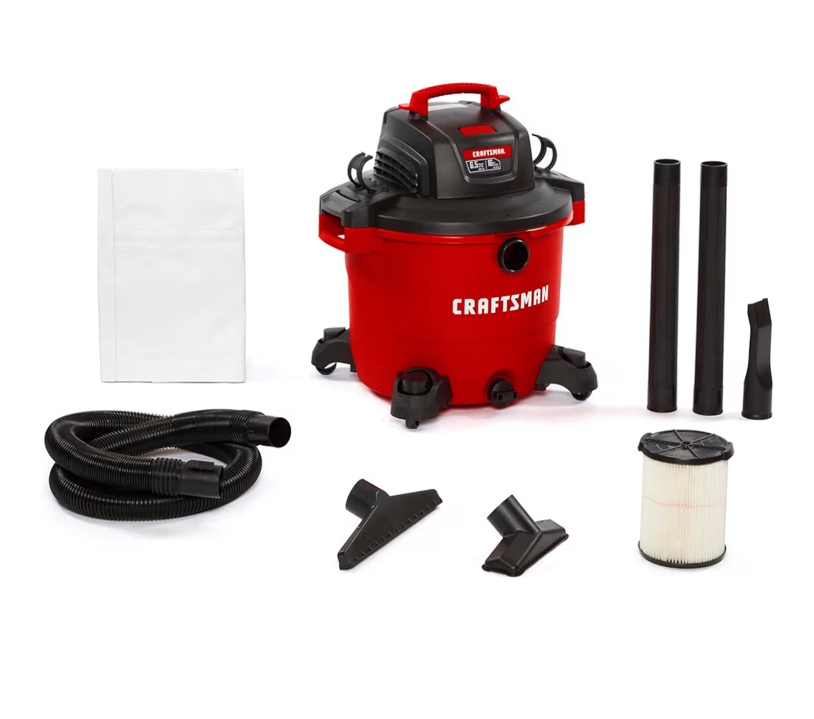 16 gallon shop vacuum (heavy duty cleanup – same day)