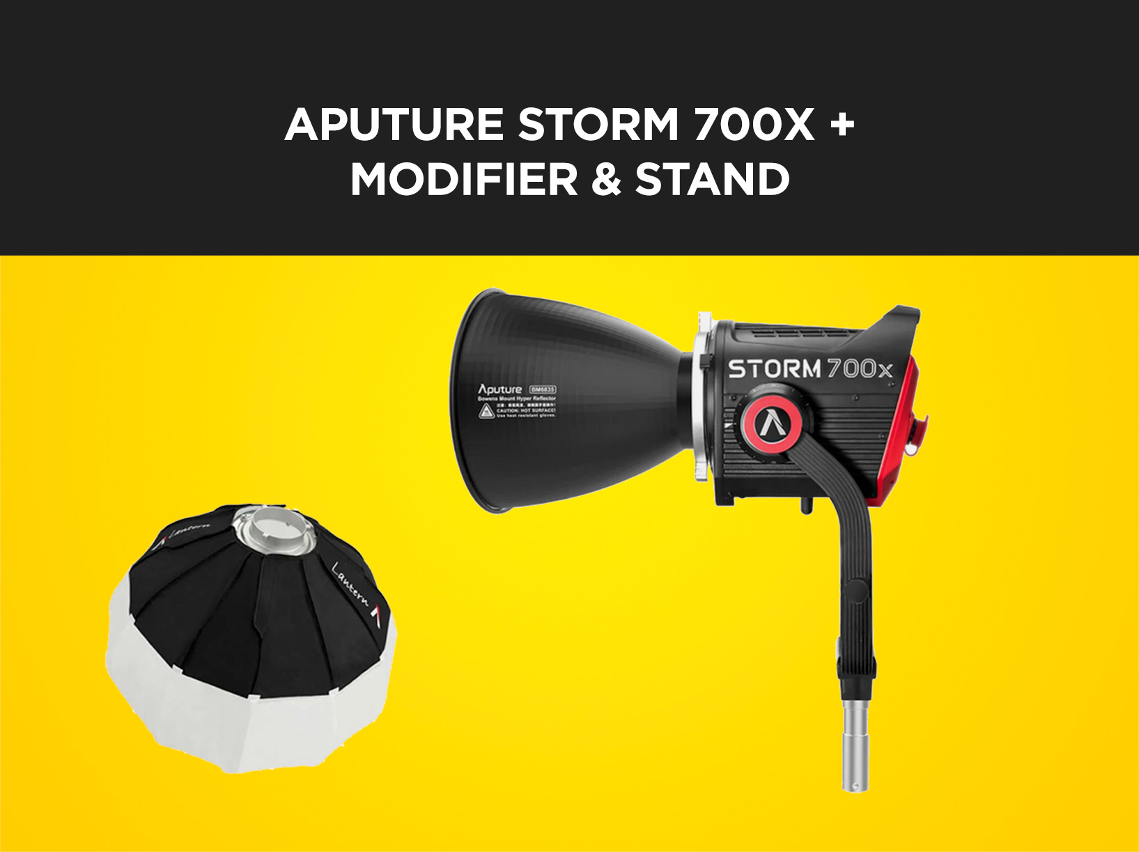 Aputure storm 700x led light + modifier + stand