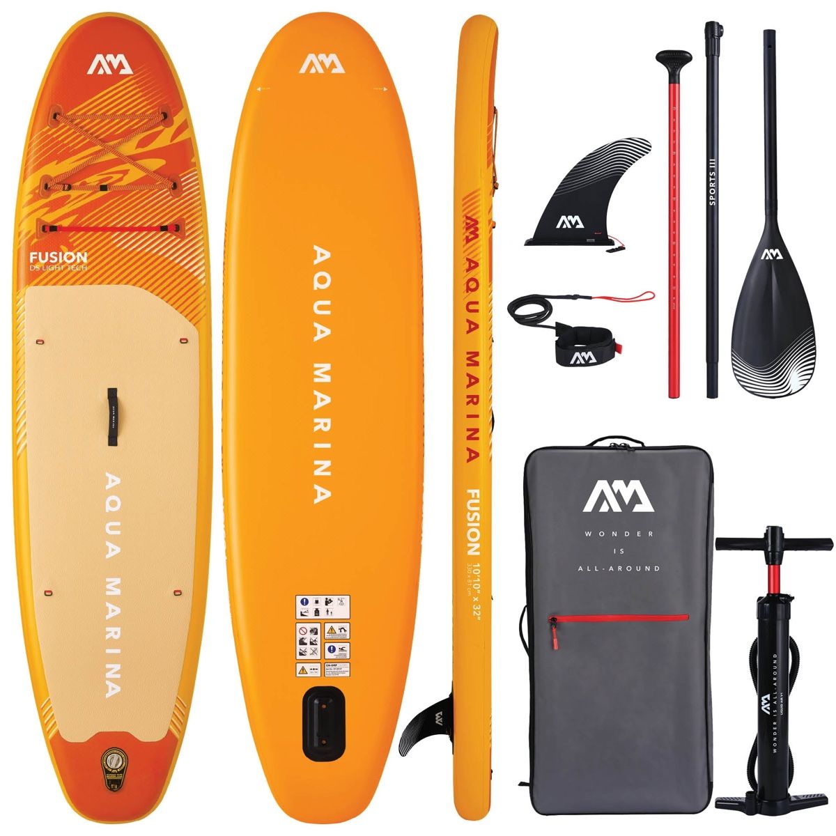 Uppblåsbar sup aqua marina fusion 10'10 – komplett resepaket med kajaksäte ink. flytväst vuxen