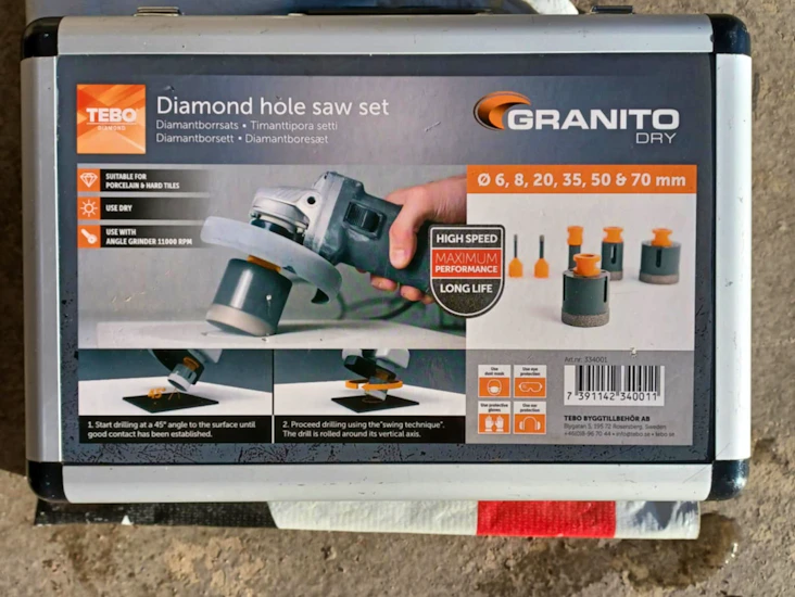 Diamanthålsågssats för klinker & granitkeramik – torrborrning (m14)
