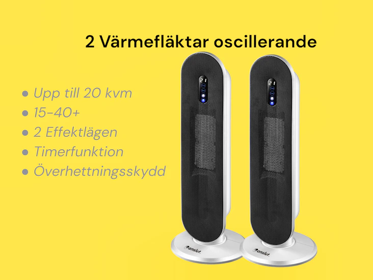 Värmefläktar 2 styck med fjärrkontroll 2000w