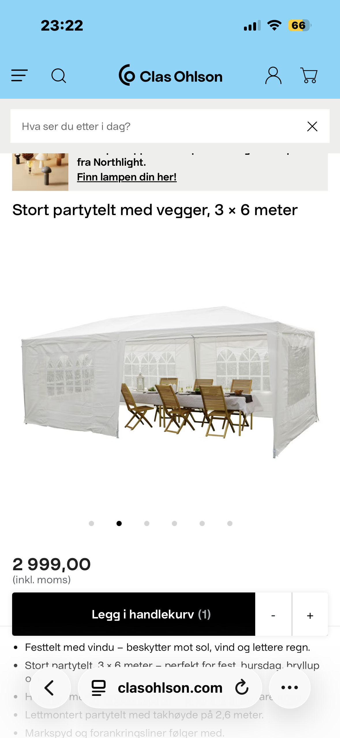 Partytelt 3x6 m 