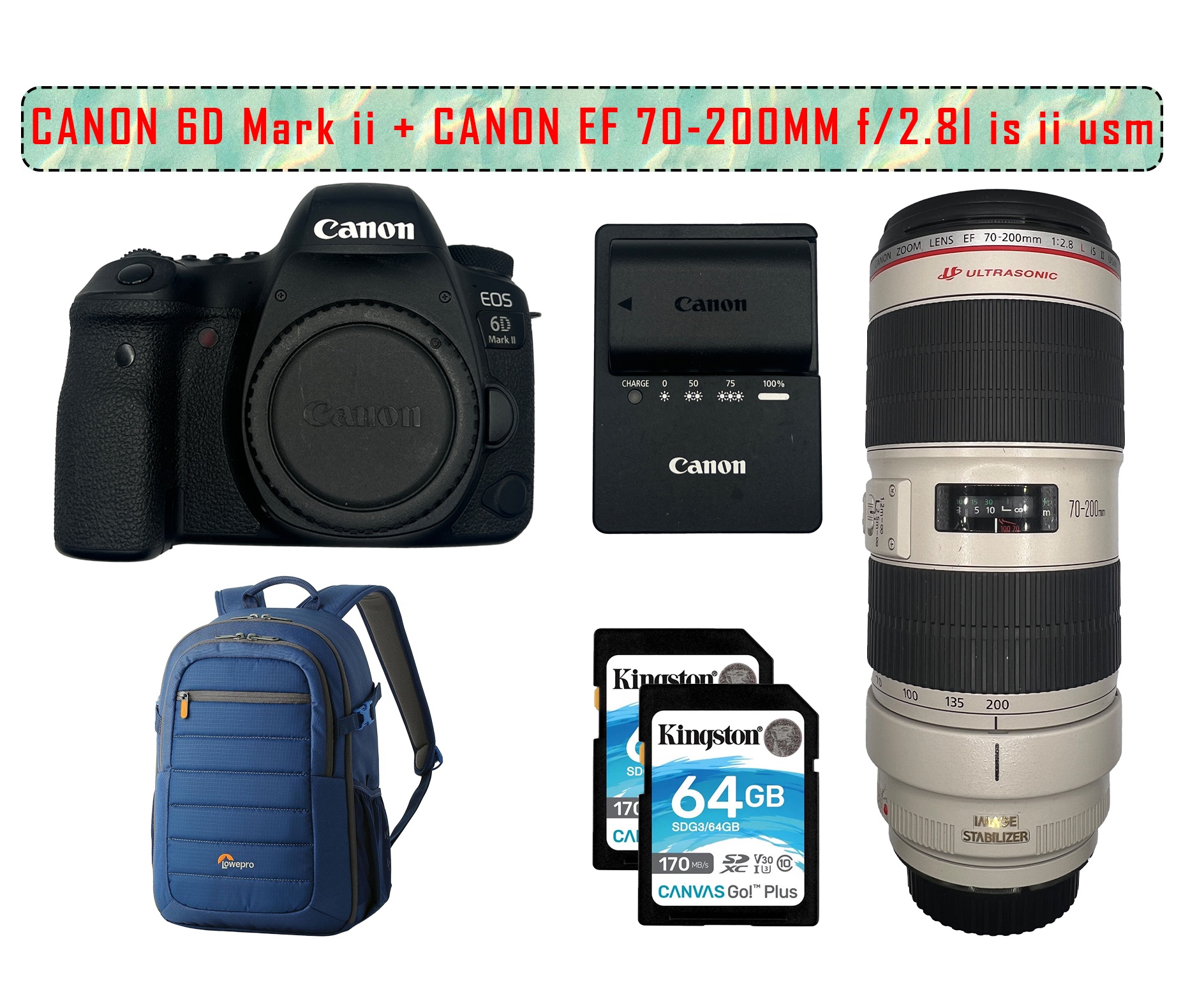 Canon eos 6d mark ii + ef 70-200 mm f/2.8