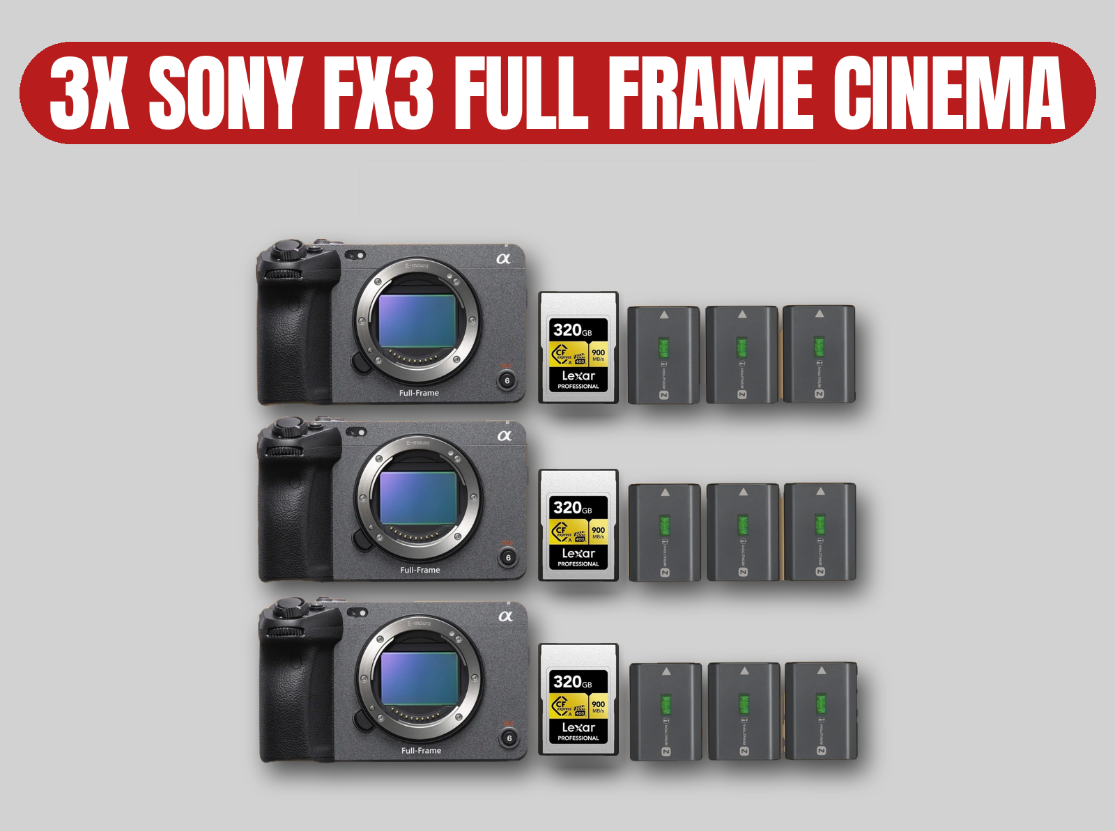 Sony fx3 3-body full frame cinema camera kit | professional 4k video set with