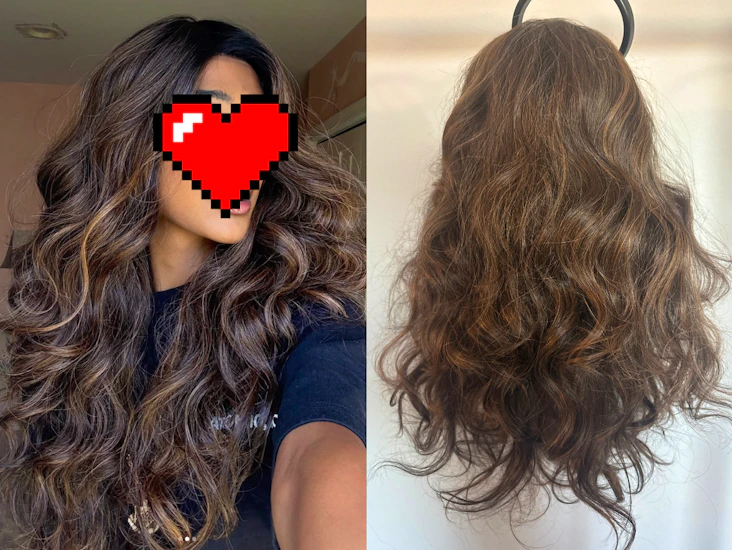 Brown warm tone hazelnut voluminous curly blowout wig laila kim kimble 8/29ss shaded hazelnut
