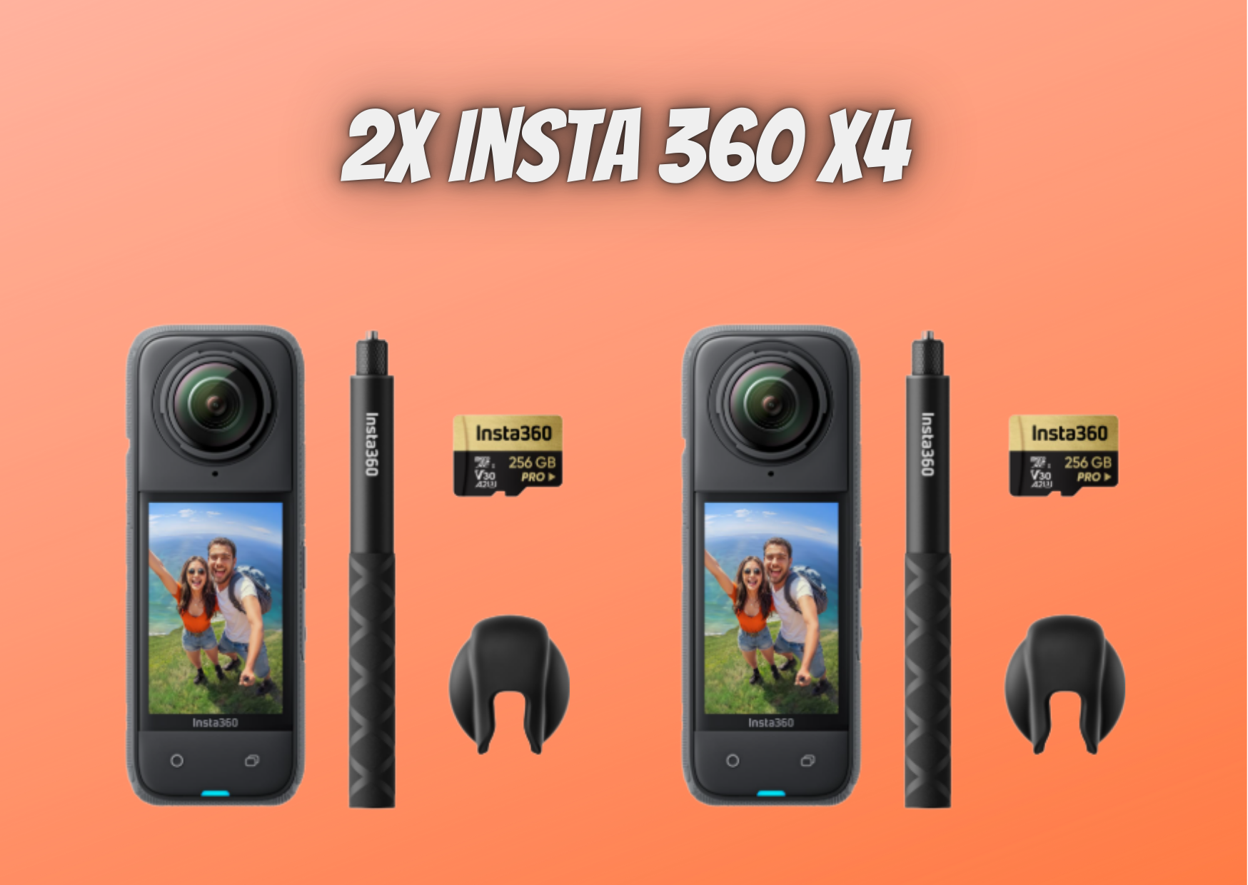 2x insta360 x4 no drone bundle- 8k waterproof 360 action camera