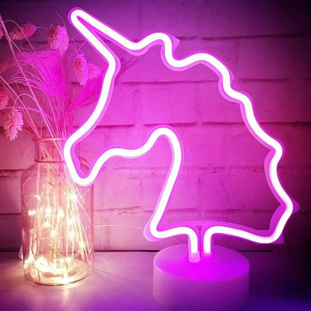 5 pink led unicorn lights - hen night girls  cocktail night pride festivalparty bar