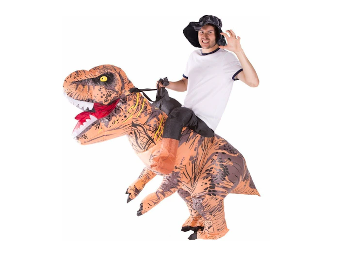 Uppblåsbar ridande dinosaurie - maskerad / kalas