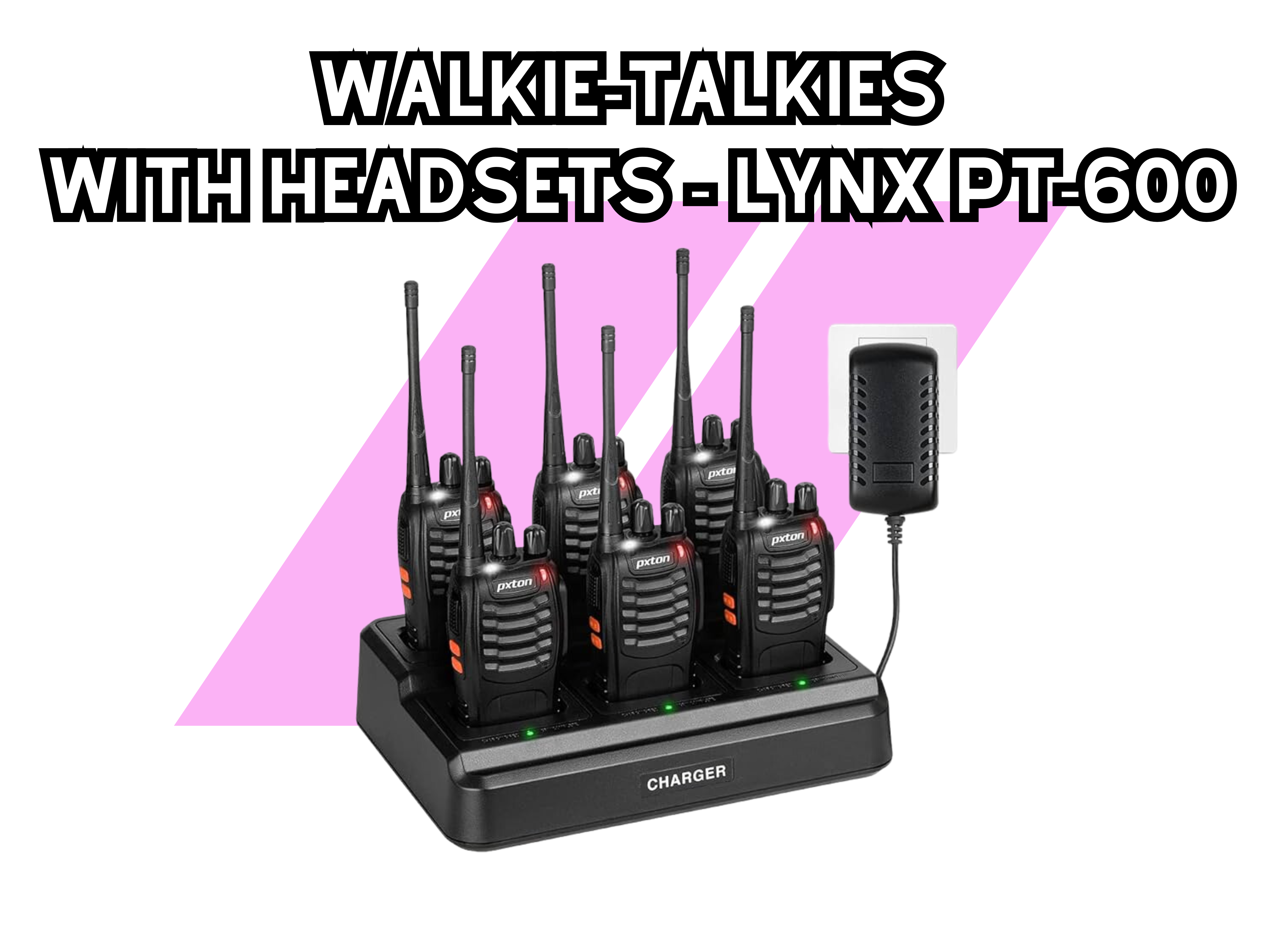 6x walkie-talkies with headsets - lynx pt-600