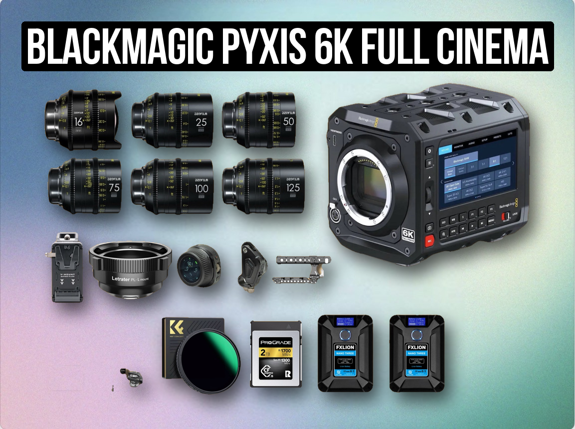 Blackmagic pyxis 6k full cinema camera kit | raw video package + full zeiss prime lens set (16mm / 25mm / 35mm / 50mm / 75mm / 100mm / 125mm) + monitor + power + media (like red komodo / bmpcc 6k pro) 
