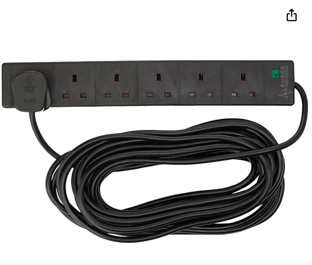 Pro elec 6 gang 10 m extension lead surge protector 