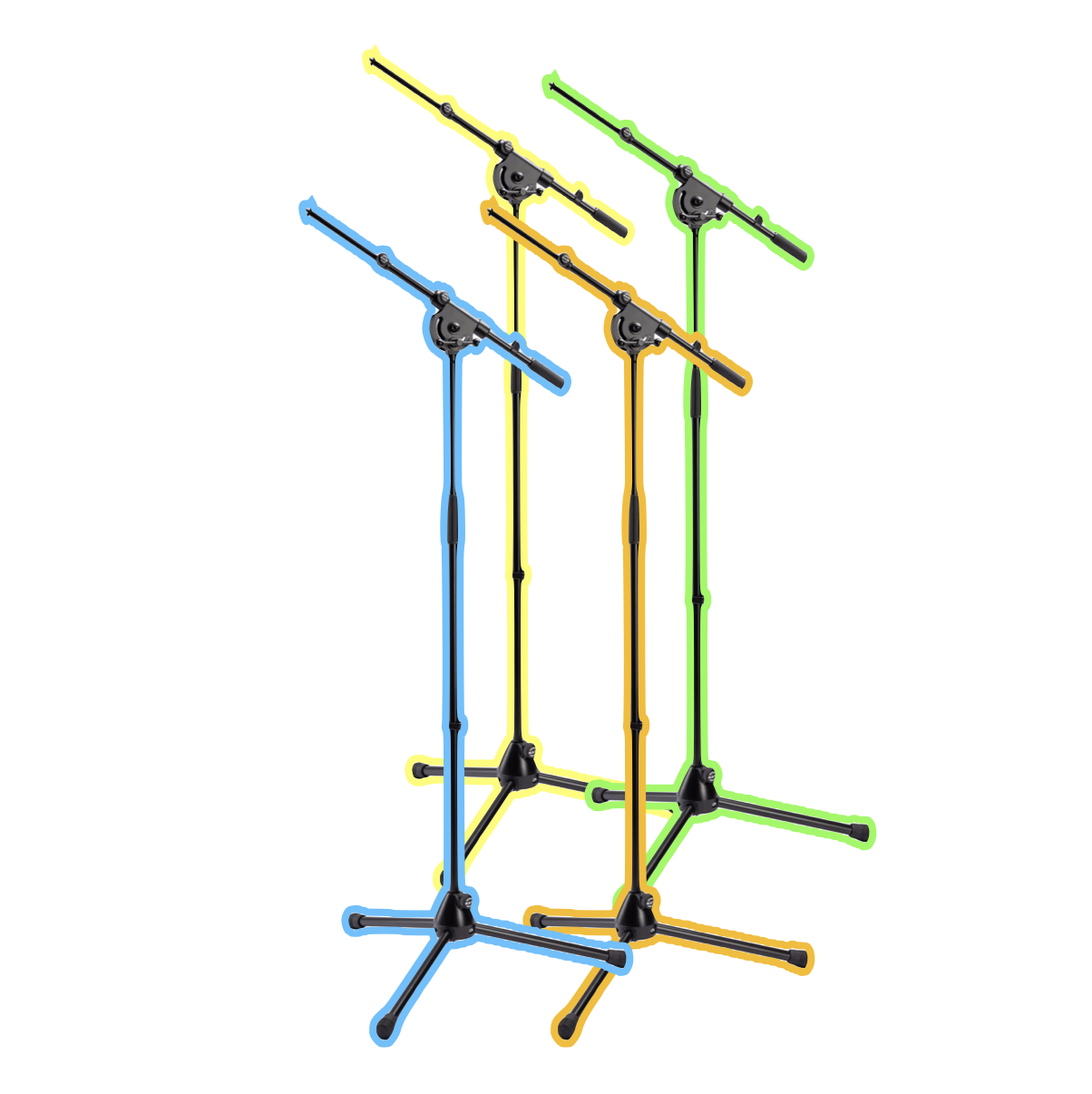 4x microphone stand with boom (k&m)
