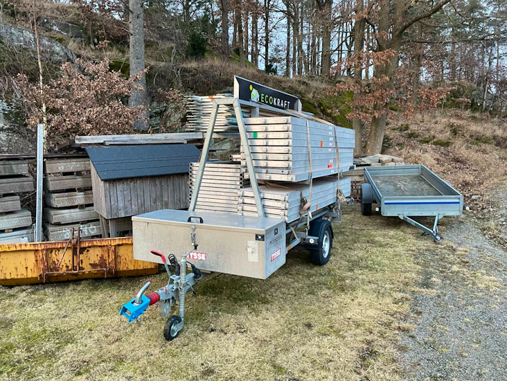 Byggställning i aluminium på släp 110 kvm