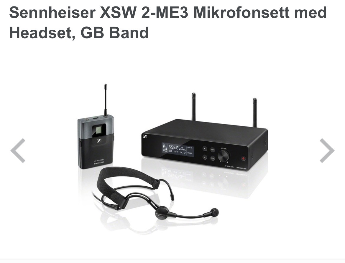 1x sennheiser trådløs bøylemikrofon