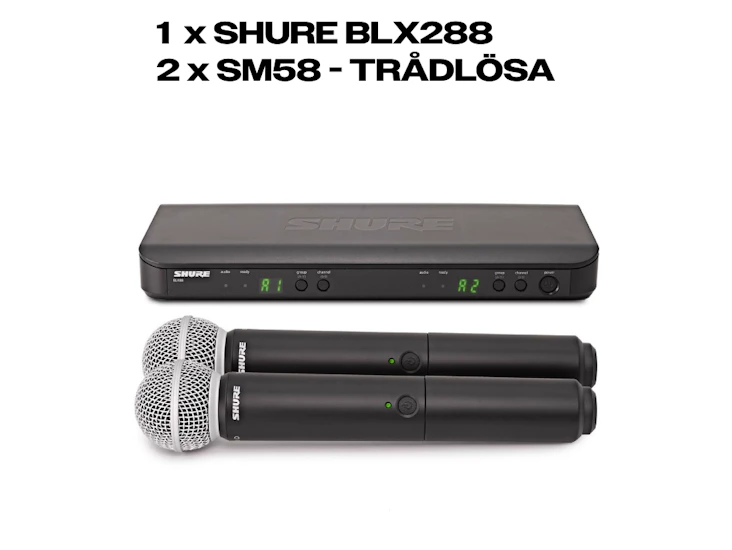 2st trådlösa shure sm58 + blx288 mottagare (frakt möjlig)
