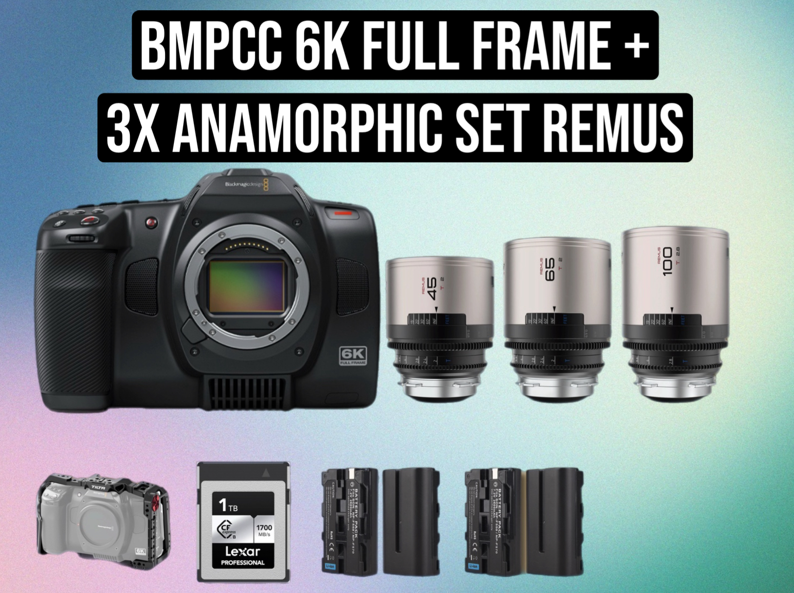 Bmpcc 6k full frame cinema camera + 3× remus anamorphic lens set | blackmagic / bmpcc / bmpc / 6k ff / full frame / remus / anamorphic / cinema camera / raw / prores