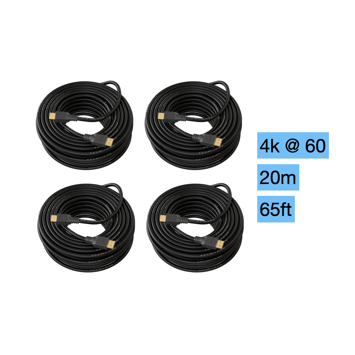 4x 20m 65ft long hdmi cable 2.0 4k @ 60hz ultra high speed cable  (4x more available)
