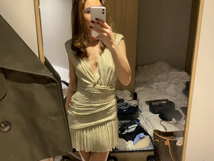 Maje ruched lurex mini dress