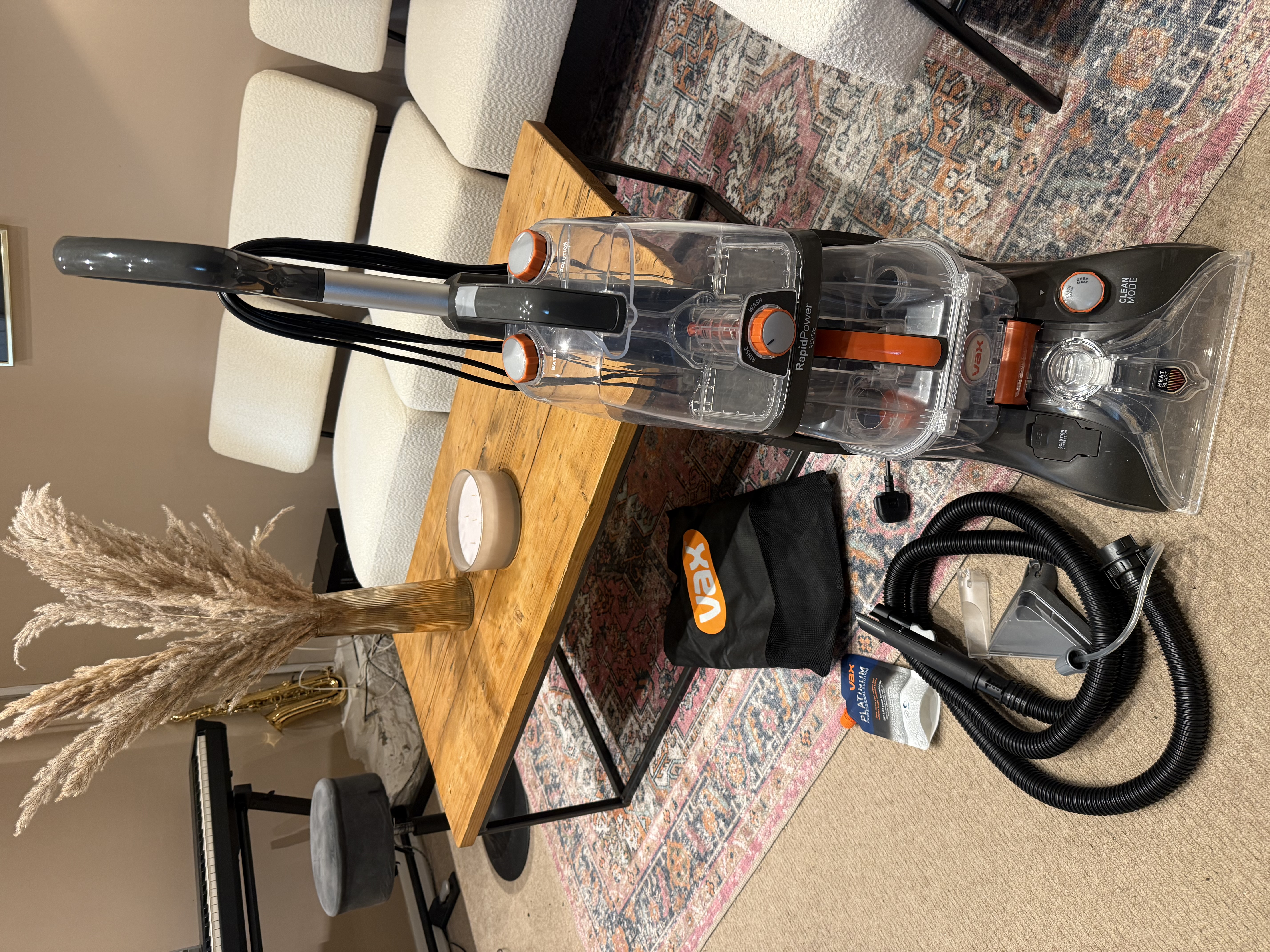 Vax rapid power revive carpet cleaner machine, rug, upholstery, car, stair upright shampooer washer, handheld spot cleaning wash tool, solution, 1200w