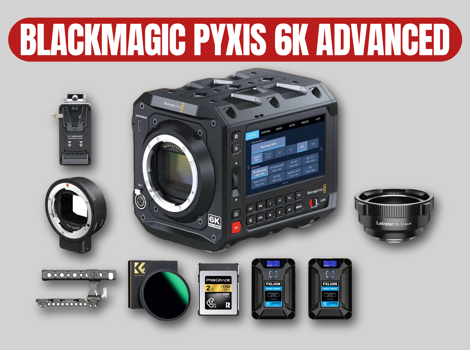 Blackmagic pyxis 6k advanced cinema camera | raw/prores, modular body, pl/ef mount, v-mount, cfast 2.0, nd filter