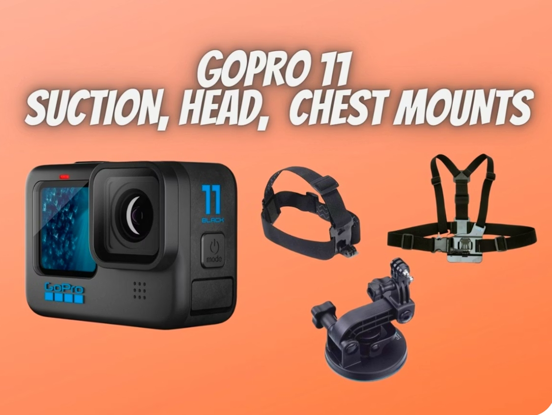 Gopro hero 11 + head, chest, suction mounts