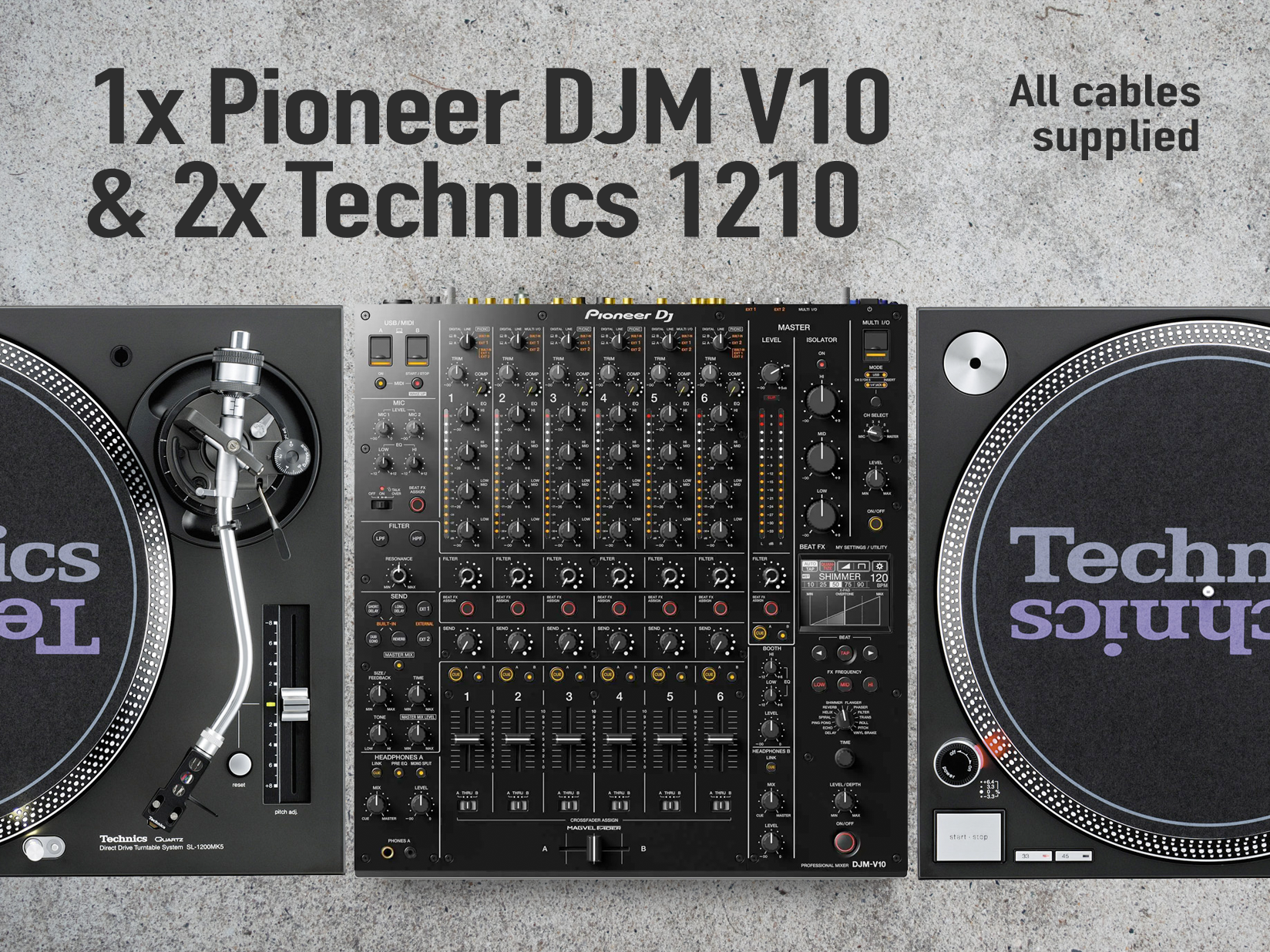 Pioneer - djm-v10 - technics sl-1210 - bundle 