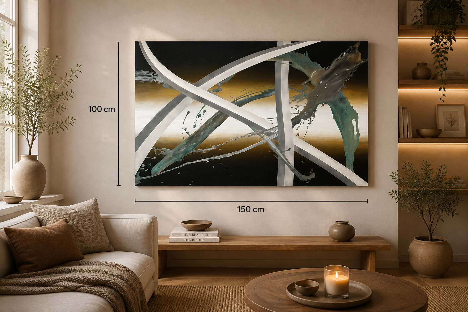 Intersection – originalt abstrakt maleri, 100 × 150 cm