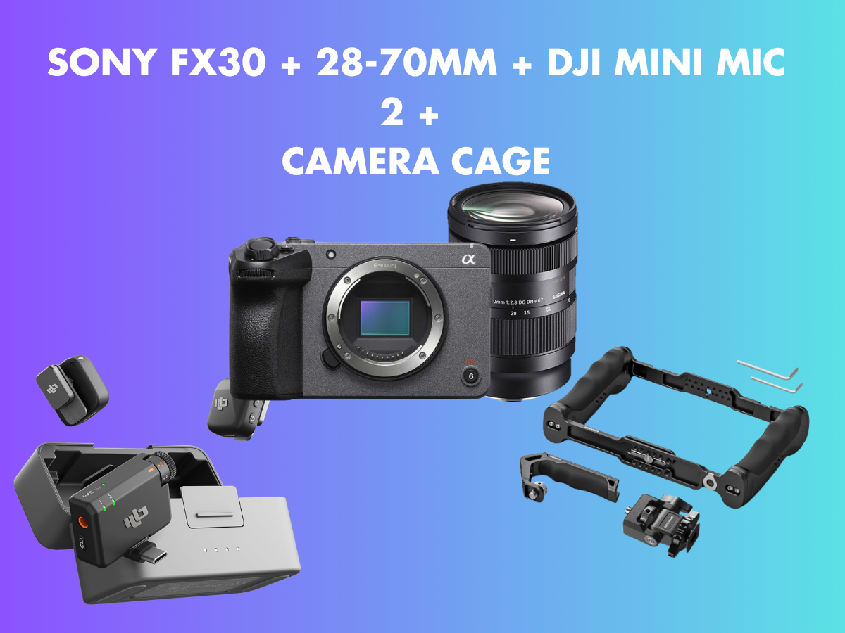 Sony fx30 + 28-70mm f/2.8 + camera cage