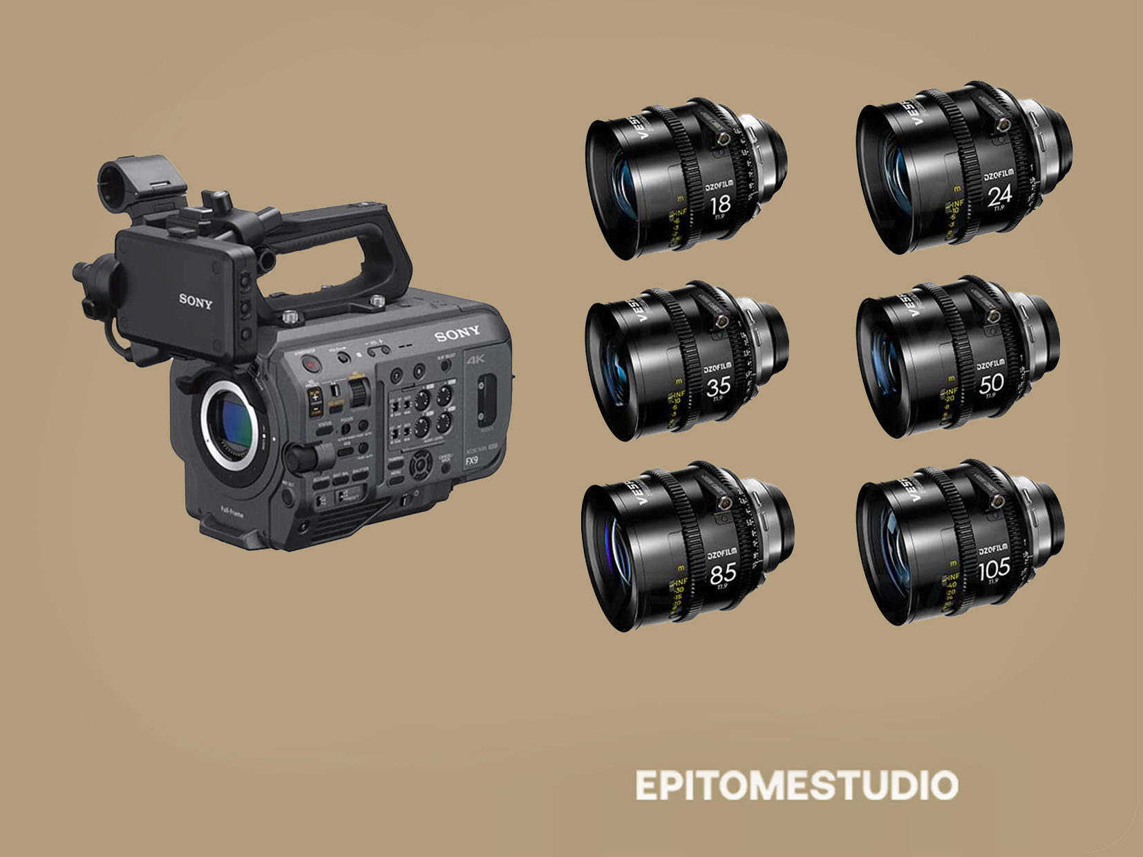 Sony fx9 cinema camera + dzofilm vespid prime 2 t1.9 6x pl lens set
