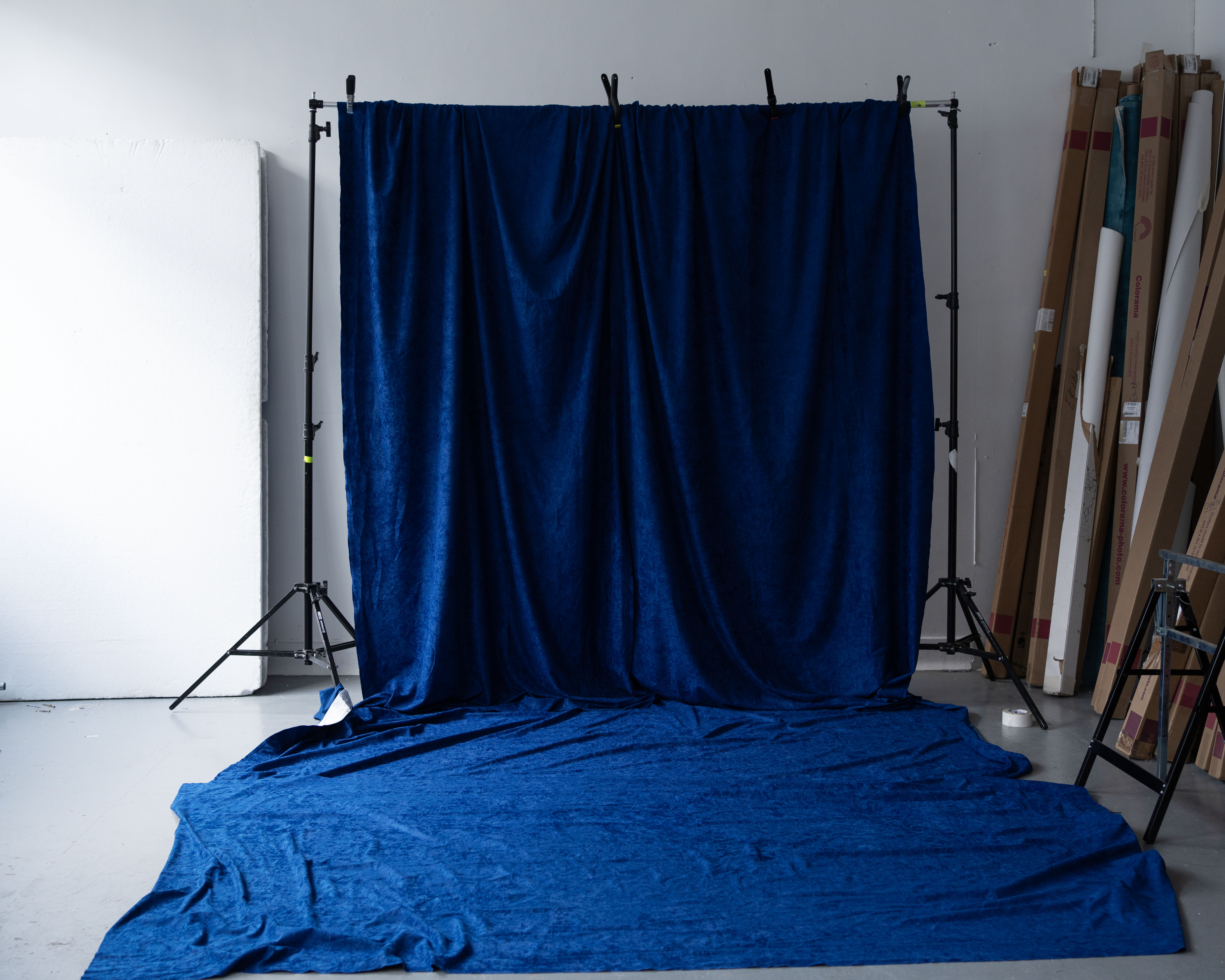 Royal blue curtain fabric photo - background