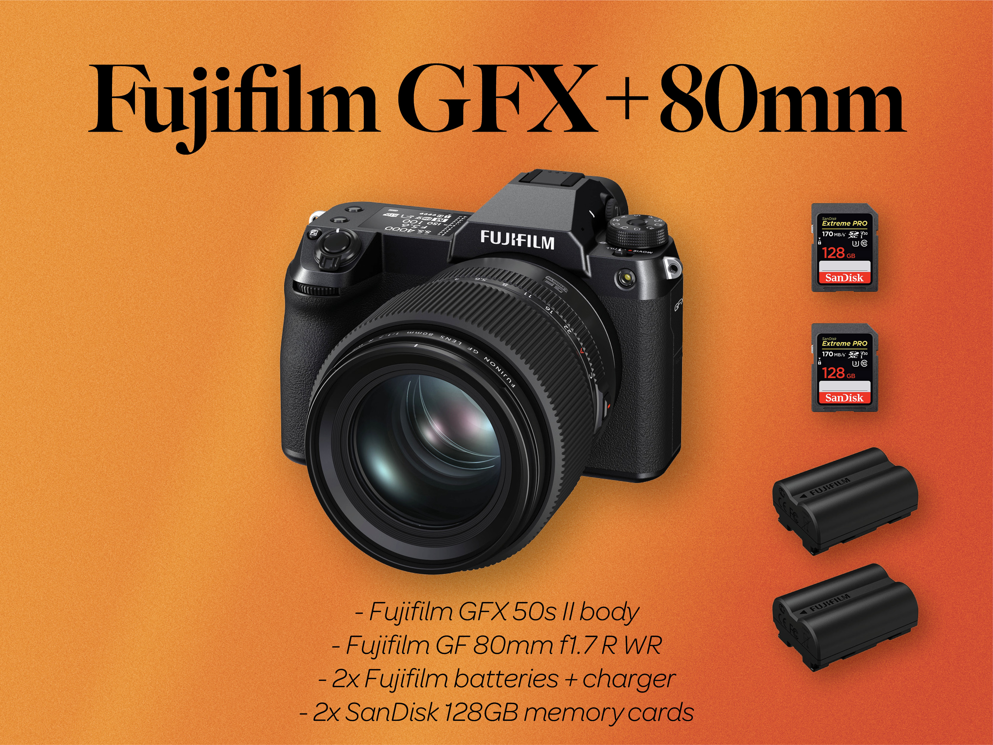 Fuji fujifilm gfx 50s ii + gf 80mm f1.7 lens
