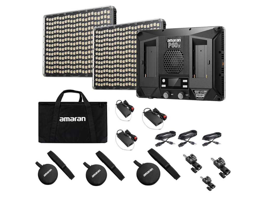 3x aputure p60x soft panel light interview kit