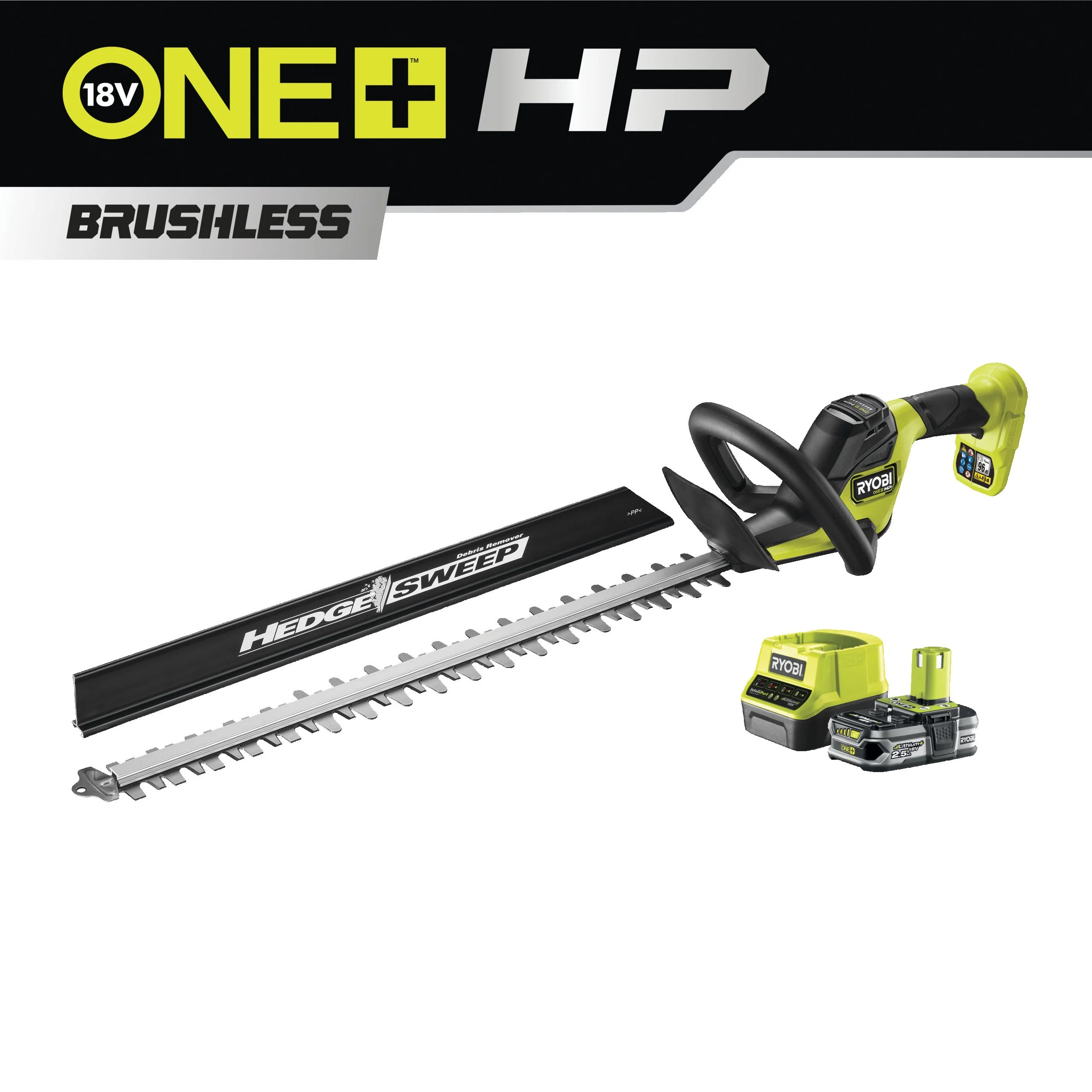 Ryobi hekksaks ry18ht45a-120 one+ 18 v, med batteri og lader