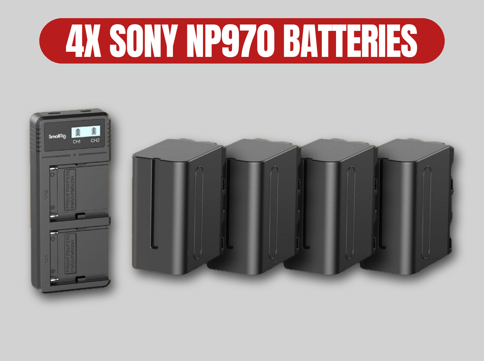 4x sony np-f970 batteries | high capacity / f-series / power