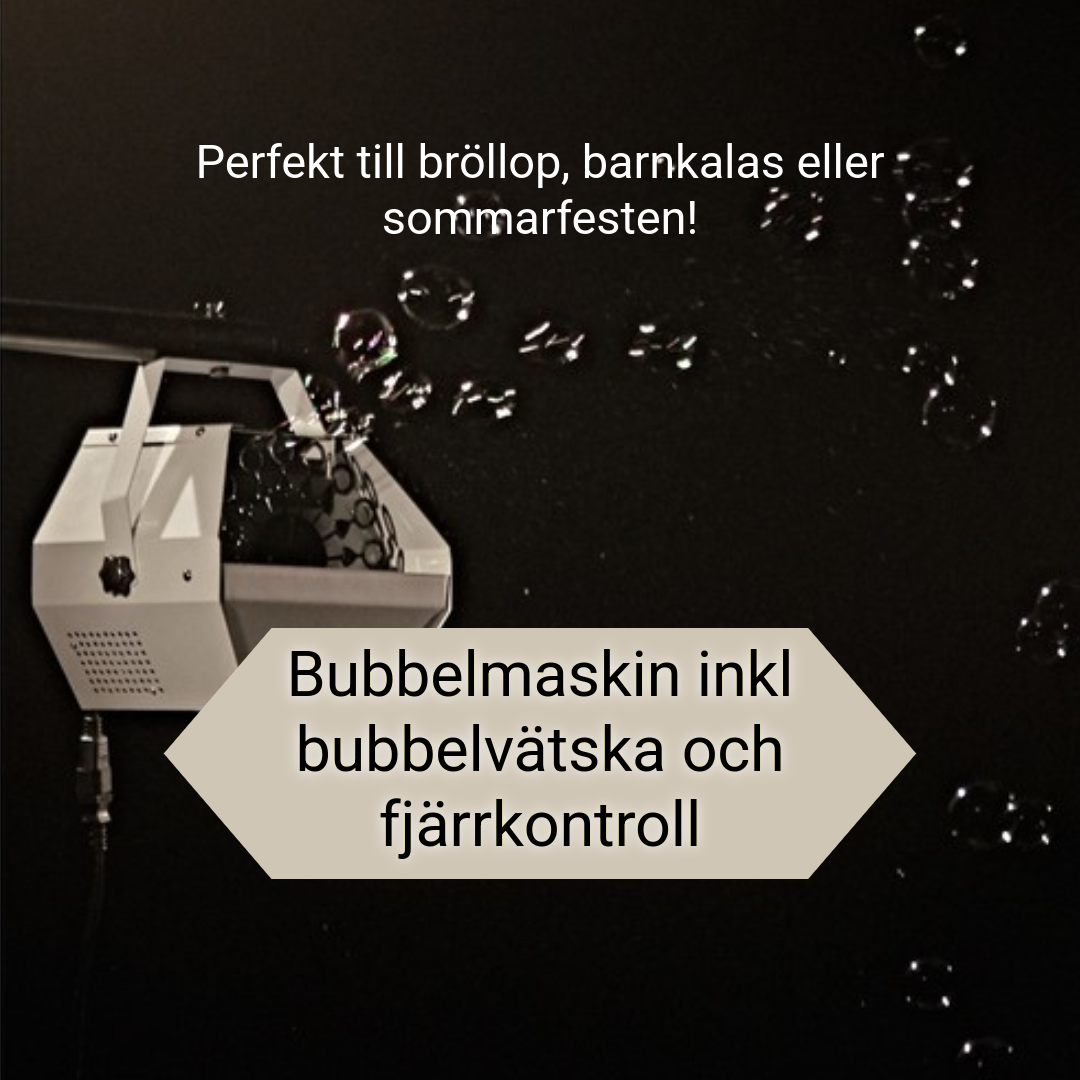 Såpbubbelmaskin inkl. bubbelvätska och fjärrkontroll